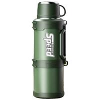 山點水保温壶316不锈钢大容量保温瓶车载水壶户外旅行壶军绿色 2.5L +背带-可装5斤水