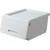 家の物语（KATEI STORY）日本前开式翻盖收纳箱儿童玩具衣物整理盒侧开储物箱衣柜收纳盒 白色2个装