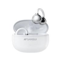 山水（SANSUI）W39 骨传导蓝牙耳机耳夹概念开放式无线夹耳式不入耳听力保护通话降噪运动跑步排行前十 白