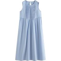 初语凉感莱赛尔连衣裙女2025夏季气质压褶后背镂空休闲背心裙 天蓝色 XL