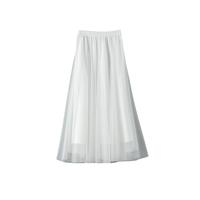 2025春夏超仙大摆中长A摆半裙气质淑女轻薄网纱半身裙