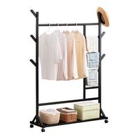 森必居木质衣帽架落地晾衣架家用挂架客厅卧室可移动立式架储物收纳架子 【纯竹升级款】-原色80cm