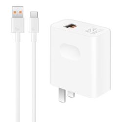 华为 HW-200440C00 手机充电器 USB-A/Type-C 88W+双Type-C 数据线 白色