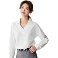 茵曼（INMAN）法式通勤白衬衫女2024春秋季气质高级感舒适长袖衬衣 白色 L
