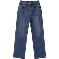 对白复古水洗九分裤直筒牛仔裤女2025春季百搭显瘦法棍烟管裤 牛仔蓝 29