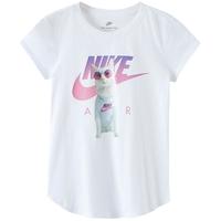 NIKE 耐克小童装女童纯棉短袖T恤夏季儿童针织休闲上衣 纯白色 120 /60 【身高110-116cm】