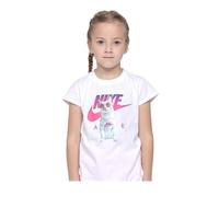 NIKE 耐克小童装女童纯棉短袖T恤夏季儿童针织休闲上衣 纯白色 100 /52 【身高92-98cm】