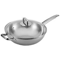 喜时(CIZZLE)厨神系列304不锈钢家用炒锅32cm 不粘炒菜锅无涂层 带蒸格