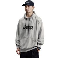 JEEP男士卫衣2025春季款宽松舒适上衣套头连帽卫衣休闲运动上衣男装 花灰色 3XL
