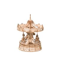 若客(ROKR)木质立体组装拼图儿童玩具模型摩天轮花朵创意摆件表白女 旋·木-旋转木马