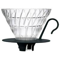 HARIO手冲滤杯耐热玻璃螺旋边透明玻璃滤杯V60咖啡滤杯系列VDG 灰白色1-4人份（杯托国产）