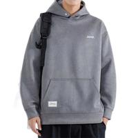 吉普（JEEP）卫衣男春秋季宽松连帽长袖T恤男士潮流重磅衣服男装 深灰 XL 