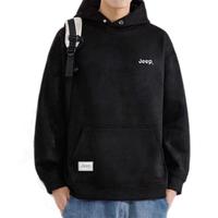 吉普（JEEP）卫衣男春秋季宽松连帽长袖T恤男士潮流重磅衣服男装 黑色 2XL 