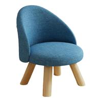 蔓斯菲尔小凳子家用矮凳靠背小椅子客厅彩色换鞋凳简约实木儿童布艺小板凳 【加大/圆形靠背高】蓝色44cm