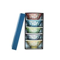 TOKI MINOYAKI Mino Yaki）陶瓷碗家用饭碗浓花兔5英寸釉下彩5件套礼盒装