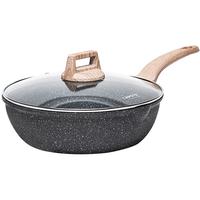 卡罗特麦饭石不粘锅炒锅家用小炒锅平底锅电磁炉燃气灶炒菜锅 32cm 加深不粘炒锅 32cm