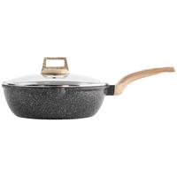 卡罗特 炒锅麦饭石色不粘锅煎炒锅平底炒菜煎锅家用无油烟锅具 30cm含钛 含钛加深不粘炒锅 30cm