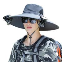 帝行(DIXING)太阳能风扇帽男夏季成人钓鱼防晒帽遮阳帽户外旅游大檐透气渔夫帽 迷彩2【钢丝款+2个太阳能风扇】