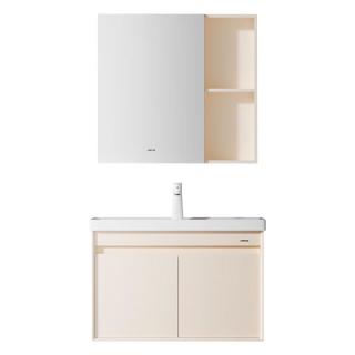 箭牌（ARROW）舒悦奶油风洗脸盆卫生间洗手台洗漱台镜柜一体盆浴室柜组合80cm