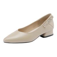 【牛皮头层】一鞋两穿通勤鞋百搭单鞋女真皮尖头玛丽珍鞋粗跟女鞋