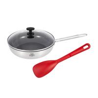 巴拉利尼(BALLARINI)不粘煎锅有钛陶瓷覆面厨房好物家用平底煎蛋锅电磁炉通用 O氟涂层 安科纳不锈钢深煎锅28cm