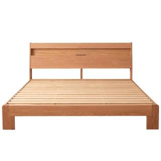 京东京造 南晓实木床 FAS级橡木柔光夜灯 夜读床主卧双人床原木色1.8×2米