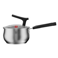 康巴赫（KBH）304不锈钢奶锅0涂层复底大肚早餐辅食锅汤锅燃气灶电磁炉通用 加厚复底 18cm