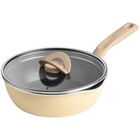 特福 平底锅 煎蛋不粘锅 有钛深煎锅 米色 22cm