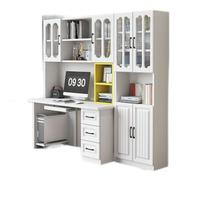 罗籍居2025实木书桌现代简约台式电脑桌书架一体家用学习写字桌书柜组合 暖白色 24*195角柜