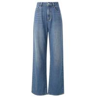 三彩【宋轶同款】2024秋季复古牛仔长裤宽松直筒裤显瘦拖地裤时尚 天空蓝 M 160/68A