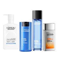 巴黎欧莱雅 L'OREAL PARIS欧莱雅男士水能保湿防晒护肤套装洁面水乳护肤品 【补水抗晒】 洁面+水+乳+防晒