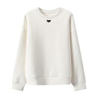 Basic House/百家好高级感纯色圆领卫衣冬季宽松套头上衣2025 白色 M 85-120斤