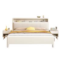 兮家白色实木床软靠带灯双人床卧室家具D128#1.5*2米床+20cm床垫 1.5*2米床+20cm弹簧棕垫
