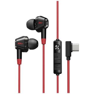 漫步者 双擎 Type-C接口 双动圈 HiFi音质 黑红色 有线耳机