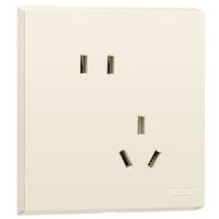 德力西（DELIXI）开关插座 哑光磨砂大板 奶油风86型CD229斜五孔插座10只装鹅绒黄