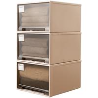 稻草熊 收纳箱抽屉式塑料储物箱加厚衣服收纳家用衣服整理箱透明加厚衣 高品质加厚款/茶色抽屉三个装 1061【深50宽45高25cm】