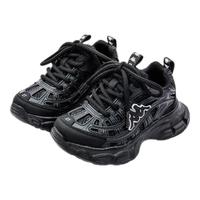 Kappa Kids卡帕童鞋男女童百搭潮鞋儿童运动鞋软底舒适春秋季老爹鞋网面鞋 黑色 (四季款) 30 适合脚长约192mm 30码 适合脚长约192mm