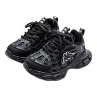 Kappa Kids卡帕童鞋男女童百搭潮鞋儿童运动鞋软底舒适春秋季老爹鞋网面鞋 黑色 (冬季款) 26 适合脚长约165mm 26码 适合脚长约165mm