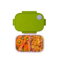 茶花（CHAHUA）饭盒餐盒儿童小分格可微波炉加热双层便当盒女 【分格加厚】【绿】 1100ml