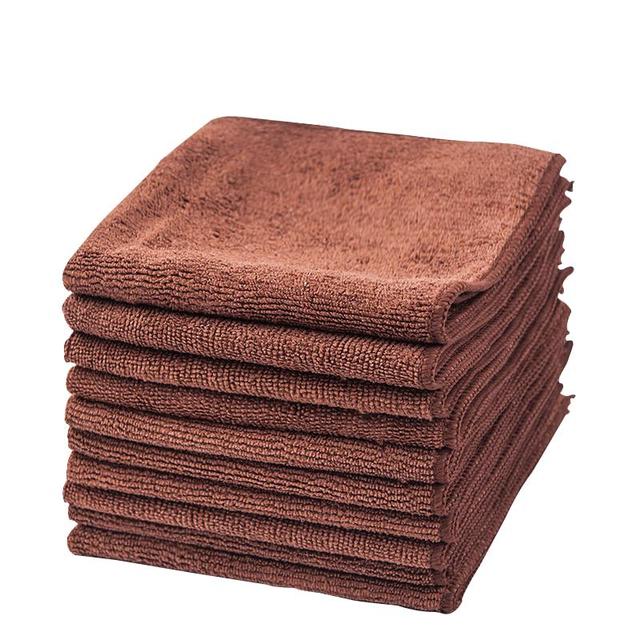 京惠思创 超细纤维抹布 25*25cm 5条 棕色 家政保洁毛巾 洗车擦玻璃家务抹布