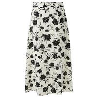 三彩2024夏季剪影碎花雪纺裙高腰半身裙开叉A字中长裙 米白色花卉 L 165/72A