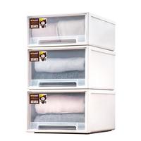 稻草熊 塑料收纳箱大号抽屉式衣服整理箱衣橱储物柜子衣柜内衣收纳盒 1214【深47*宽33*高21】 一个装