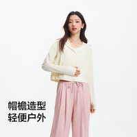 森马防晒外套|外套女短款吸湿速干2025夏季凉感拼接网眼夹克 奶白10536 L