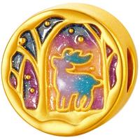 六福珠宝38节 足金硬金森系夜光珐琅工艺黄金转运珠串珠 金重约0.53克