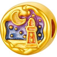 六福珠宝38节 足金硬金森系夜光珐琅工艺黄金转运珠串珠 金重约0.53克