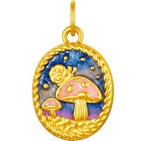六福珠宝38节 足金硬金森系夜光珐琅工艺黄金转运珠挂坠 金重约0.53克