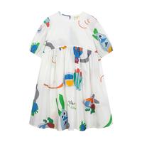 马·拉丁(M.Latin)/童装儿童24夏满印公主袖大童女童短袖连衣裙 花红色 150cm