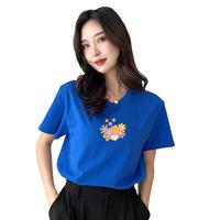 【100%纯棉印花】夏薄款女士打底T恤短袖亲肤圆领女式T恤女