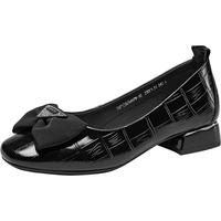 意尔康女鞋春秋款蝴蝶结时尚单鞋浅口通勤鞋女 26497W 黑色 37 