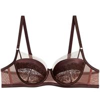 爱慕云之柔羽蕾丝法式薄杯文胸AM13A721 烟褐色6FD 75B 34/75B